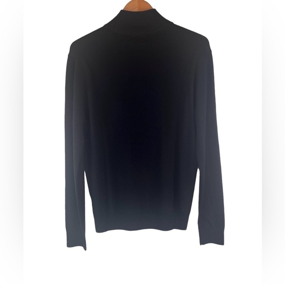 New Quincy Men Australian Wool Quarter Zip Sweater Black Size M - Picture 2 of 5